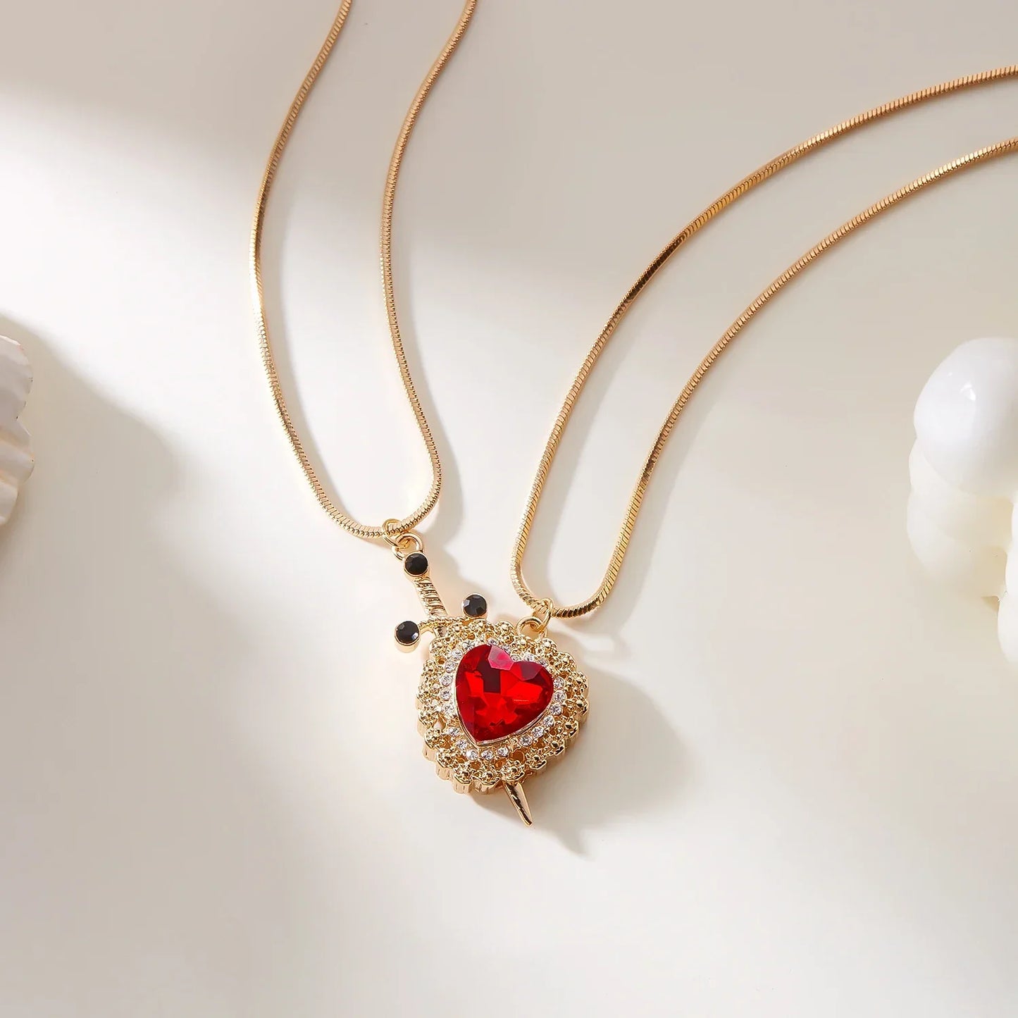 Sword & Heart Pendant Set