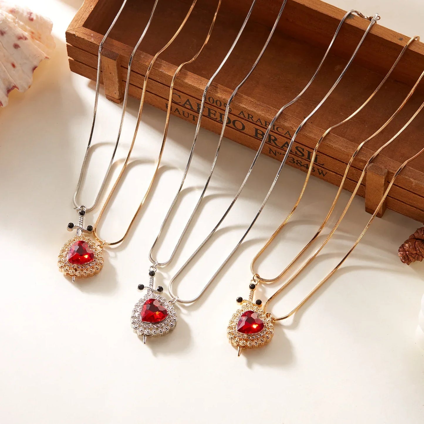 Sword & Heart Pendant Set
