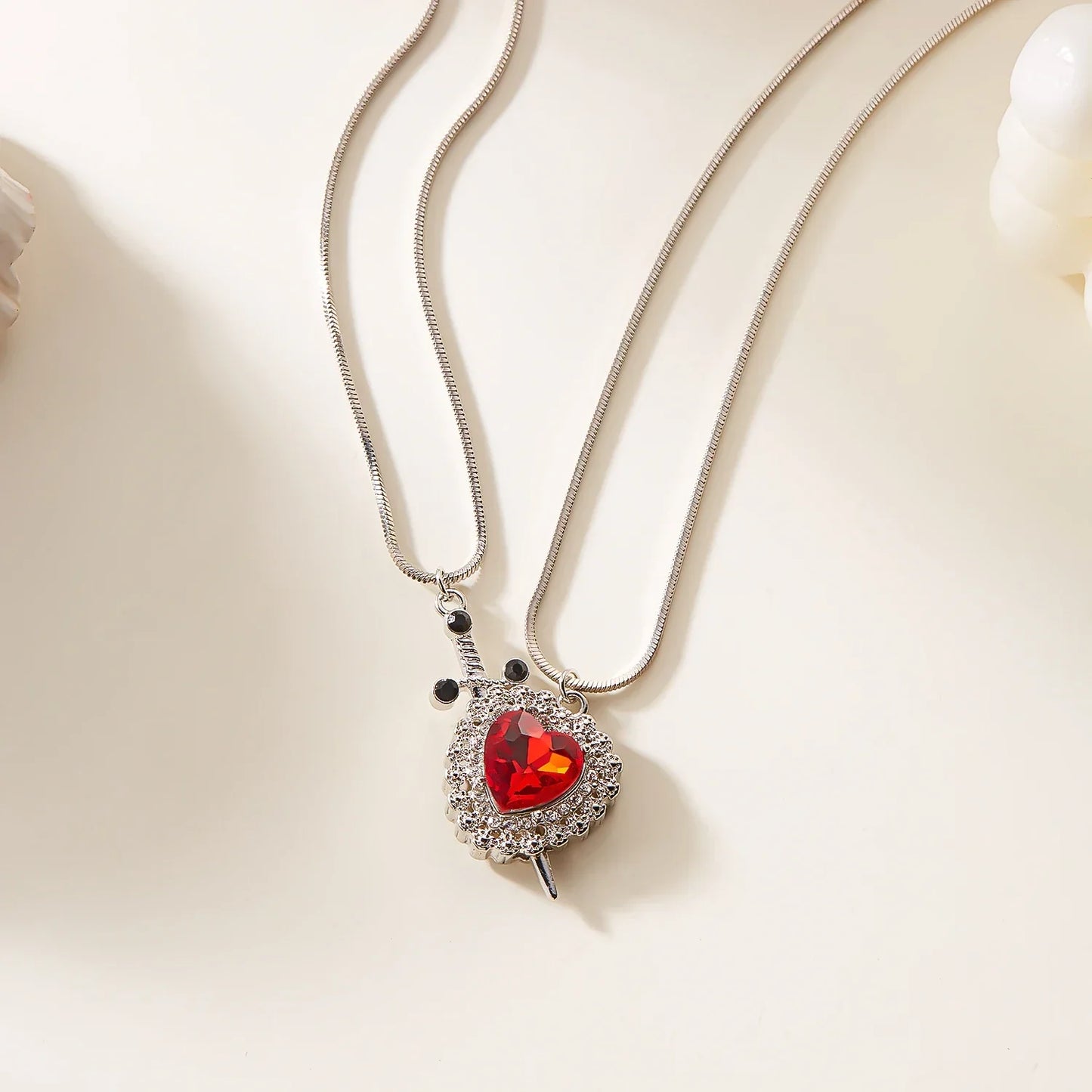 Sword & Heart Pendant Set